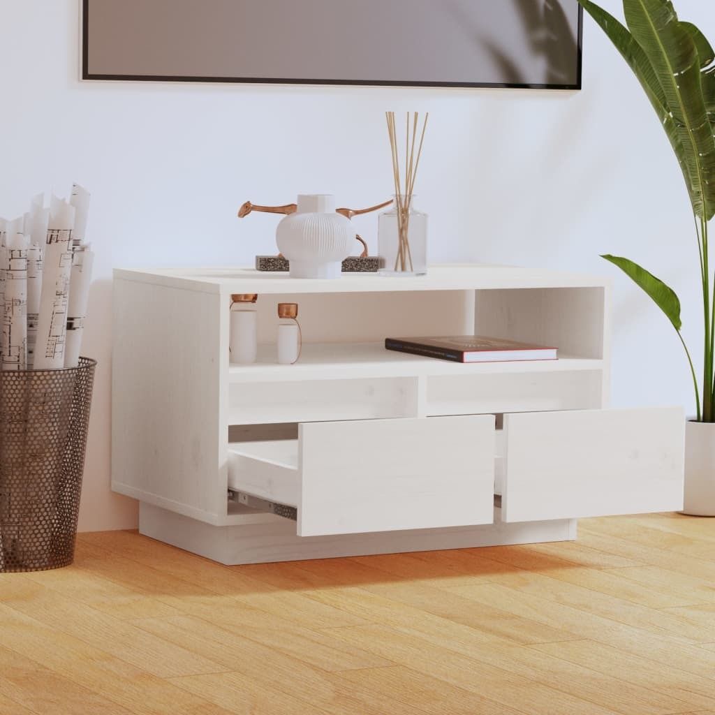 "im Sonderangebot"TV-Schrank Industriestil - CLORIS - Fernsehenschrank - Weiß 60x35x37 cm Massivholz Kiefer - DEMöbel5253126