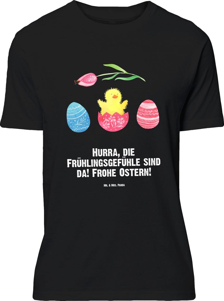 Mr. & Mrs. Panda Größe M T-Shirt Küken Schlüpfen - Schwarz - Geschenk, Grüße, Ostern, Ostergrüße, Shirt, Ei, Frohe, mit Spruch, Herren, Tshirt