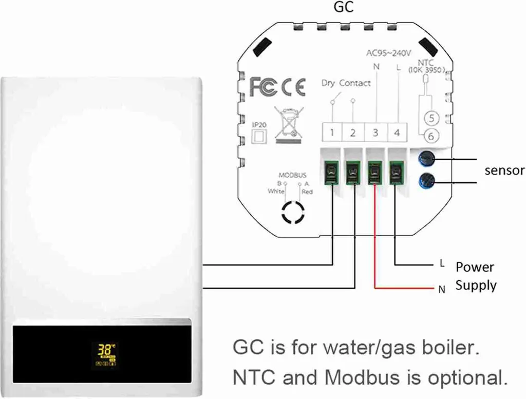Thermostat intelligent programmable Wi-Fi LCD compatible Amazon Echo Alexa