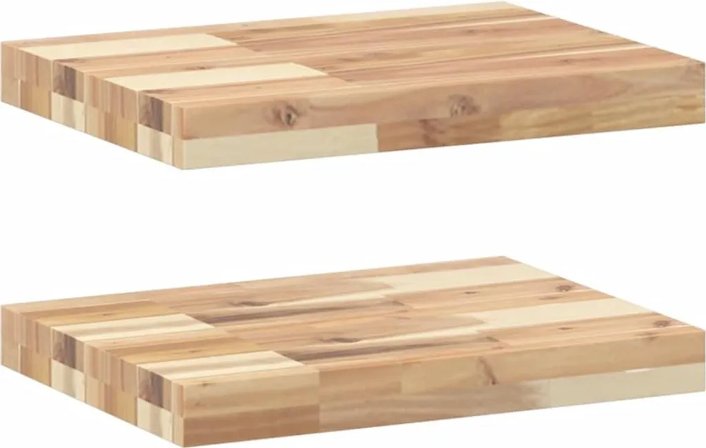 Set 2 Mensole Sospese Acacia 60x30x4 cm - vidaXL Legno Naturale