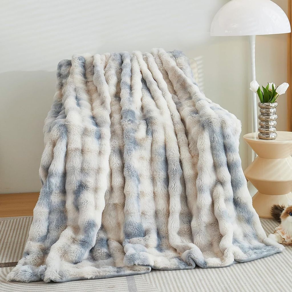 Plüsch-Sofadecke,Kaninchen Plüsch Flauschige Decke, einfarbige Deckedickes Flanell multifunktionale Bettdecke für Schlafzimmer, Sofa,Büro,Reise...