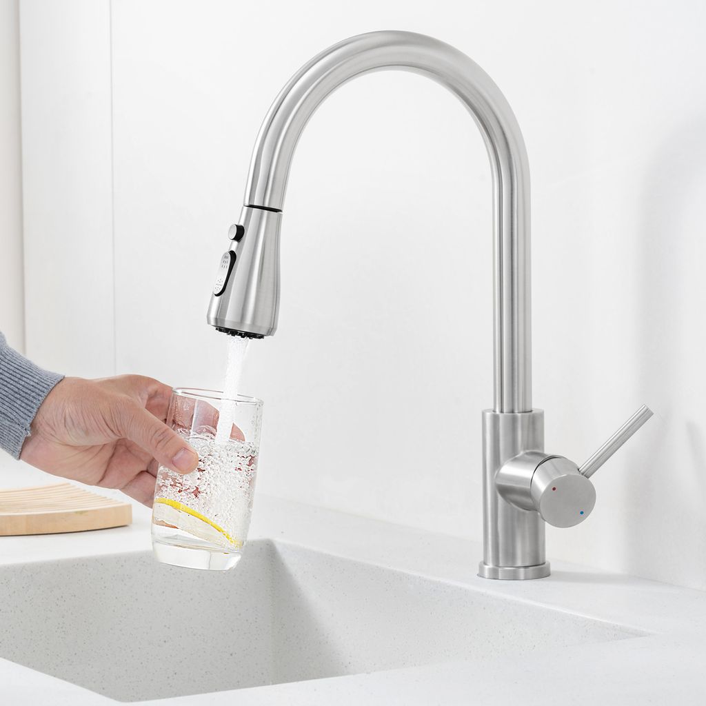 Ausziehbar Küche Wasserhahn Mischbatterie, Küchenarmatur mit Brause Zwei Wasserstrahlarten,360° Drehbar Hochdruck Spültischarmatur