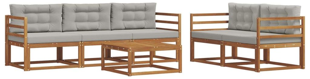 vidaXL Outdoor-Sofagarnitur mit Kissen 6 pcs Natürlich und Hellgrau