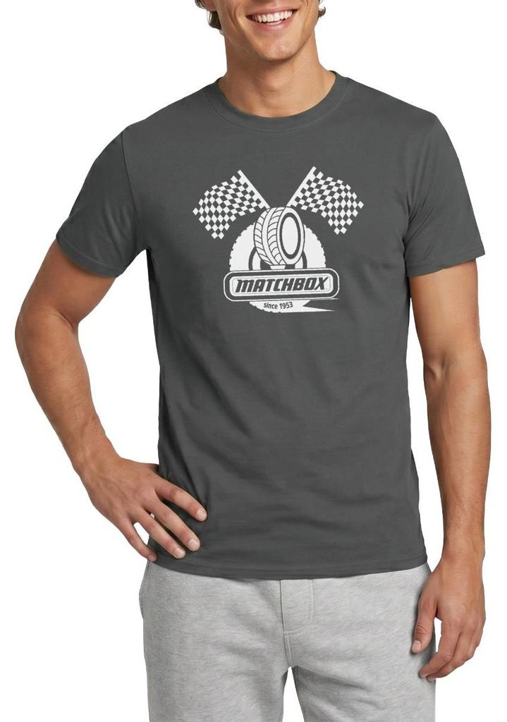 Spreadshirt Matchbox 1953 Mit Zielflaggen Rennen Männer T-Shirt, 3XL, Anthrazit