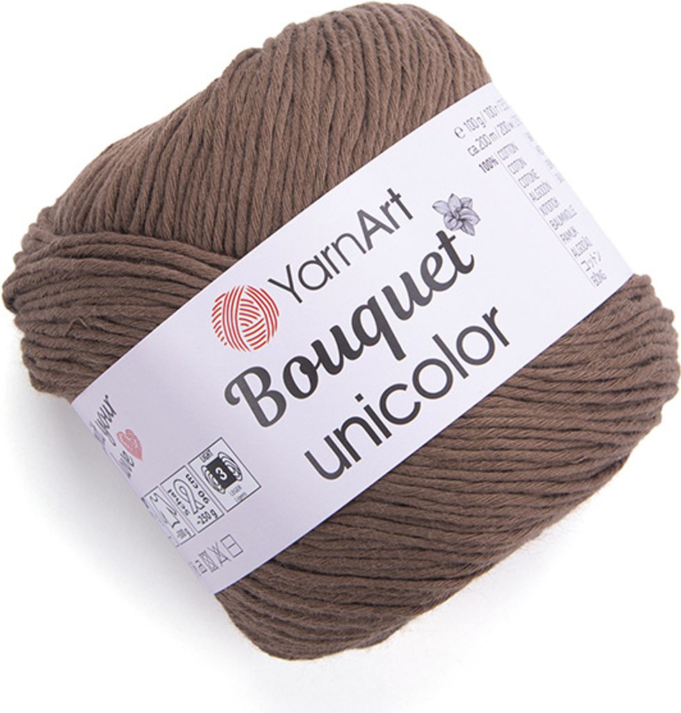 YarnArt Bouquet Unicolor 3207 Kawa - 100% Baumwolle, Weich Produktbild 