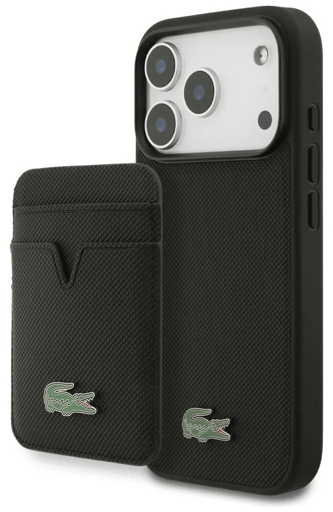 Coque Lacoste Petit Piqué Noir avec MagSafe pour iPhone 17 Pro