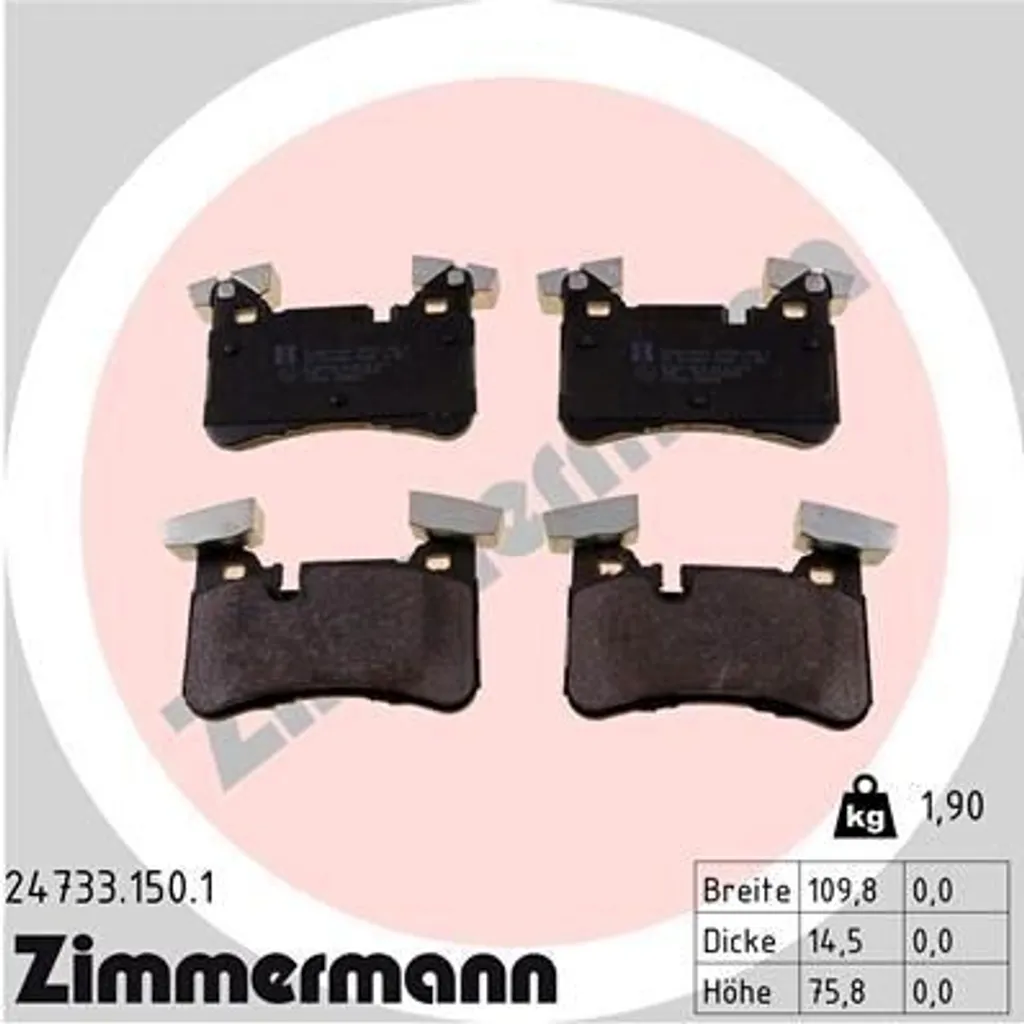 Zimmermann 24733.150.1 Plaquettes de Frein pour Mercedes Classe C E CLS