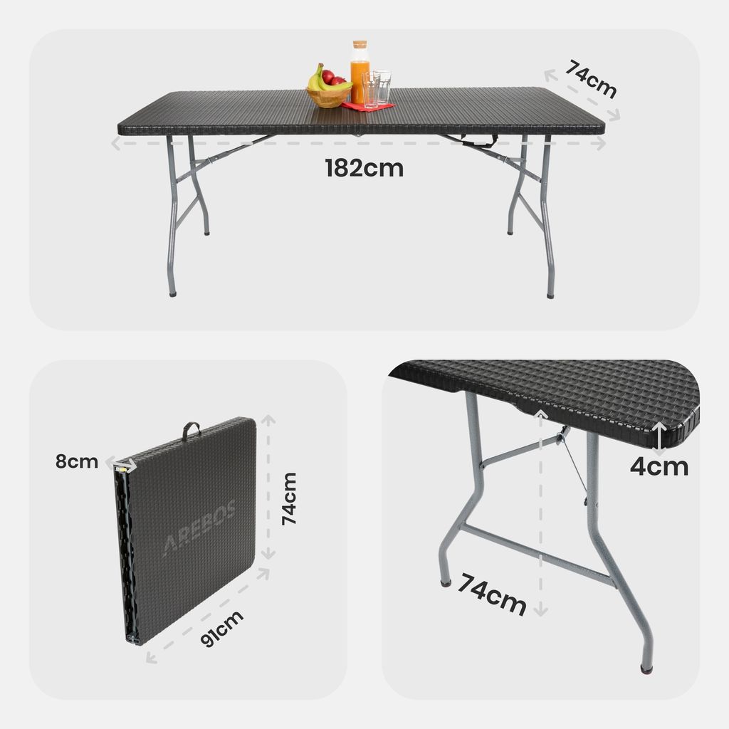AREBOS Buffettisch zusammenklappbar 182 x 74 x 74 cm in Produktbild 10