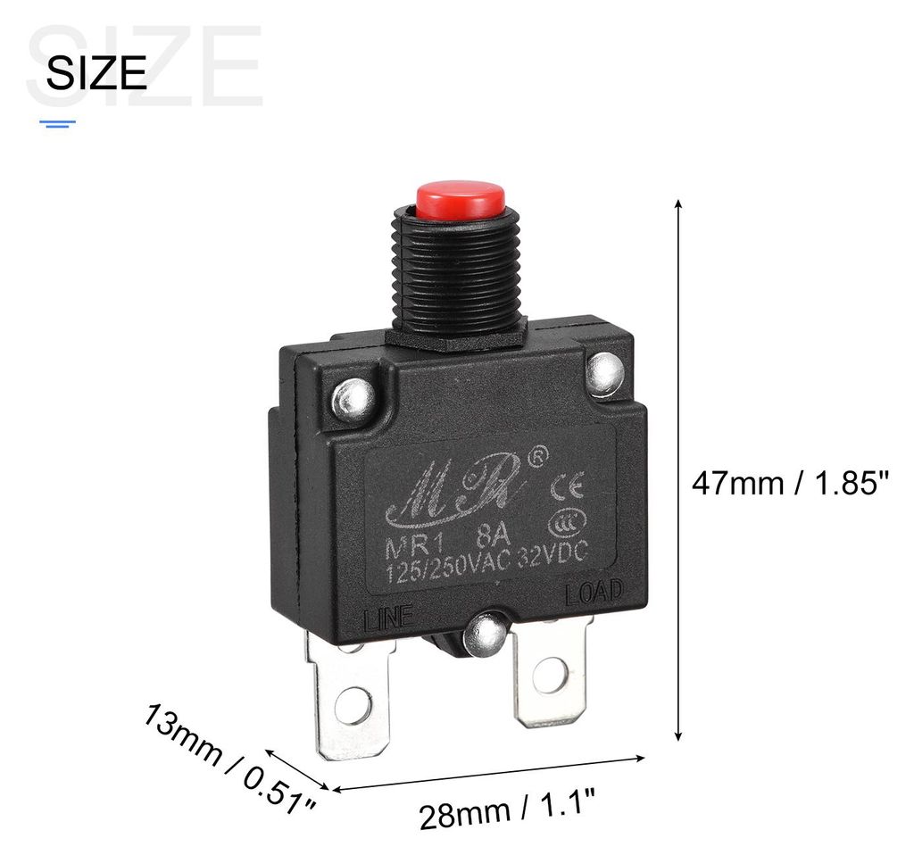 3 Stš¹ck Leitungsschutzschalter 8A, Manuelle Rš¹ckstellung Thermoschalter 125/250V AC,32V DC Schutzschalter š¹berstromschutz mit Wasserdichte...