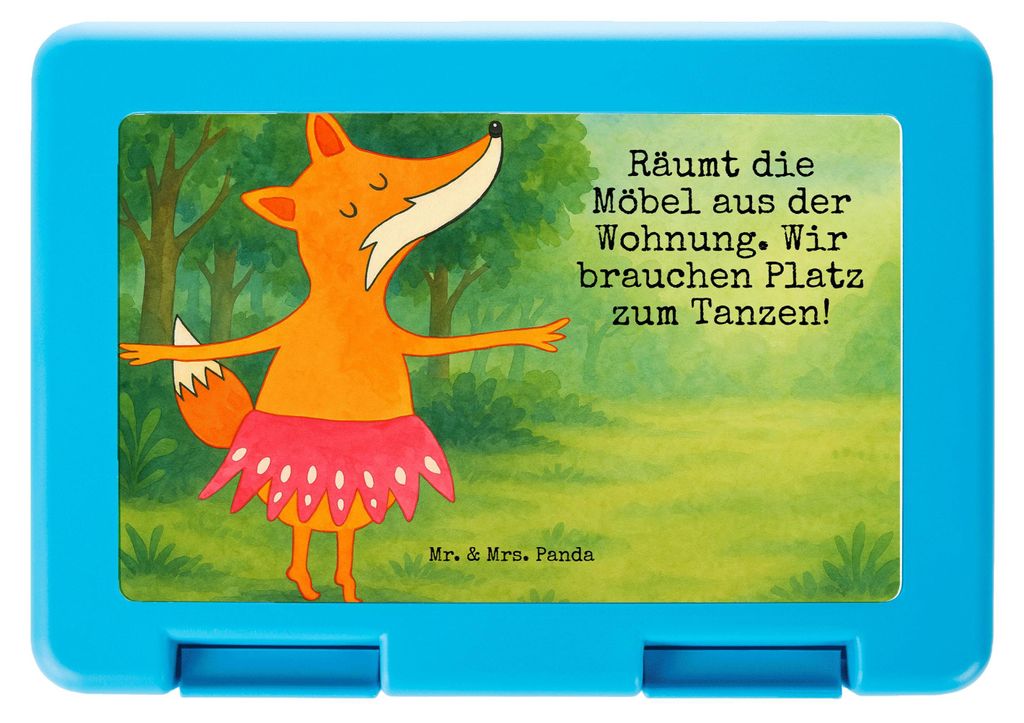 Mr. & Mrs. Panda Vesperbox Fuchs Ballerina Design - Weiß - Geschenk, Snackbox, Kinderbrotdose, Party, Feier, Bento Box, Ballett, Geburtstag, Essen...