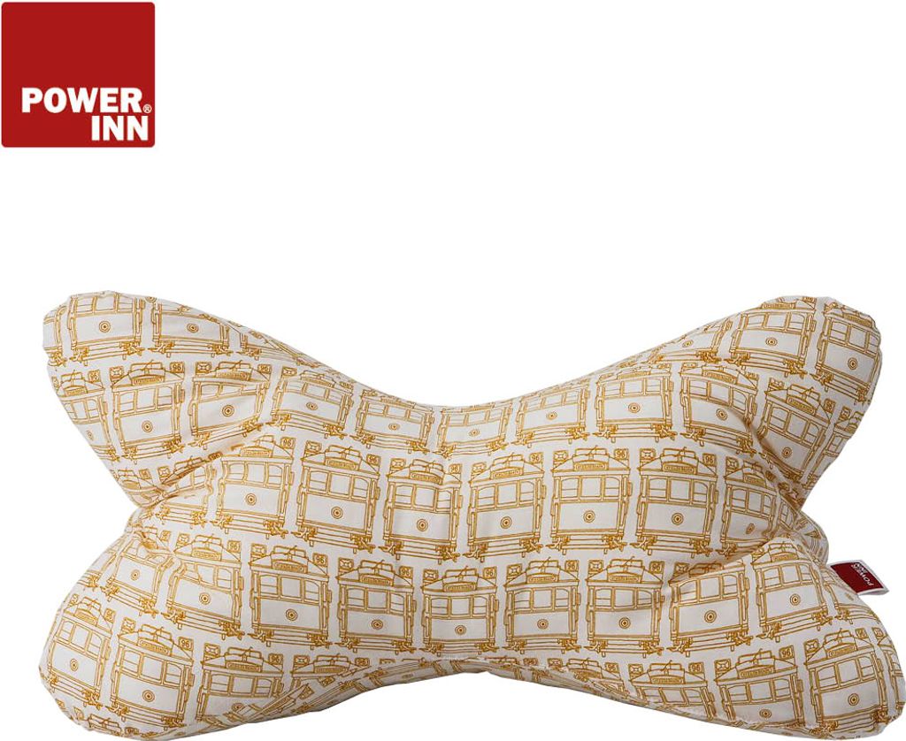POWER INN Leseknochen | Beige mit Muster | Nackenkissen | Reisekissen