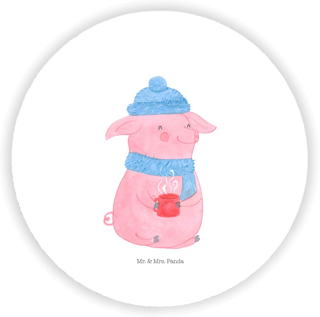 Mr. & Mrs. Panda magnet Schweinchen Glühwein - Weiß - Geschenk, Weihnachtsmarkt, haftmagnet, für kühlschrank, whiteboardmagnet, Betrunken, rund...