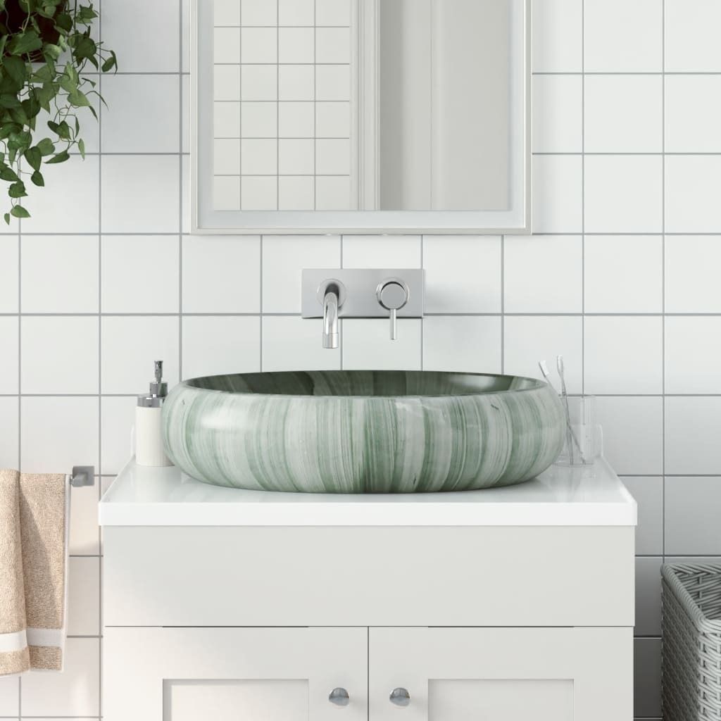 Cloris Designermöbel Aufsatzwaschbecken Grün Oval 59x40x15 cm Keramik 2024 Neu