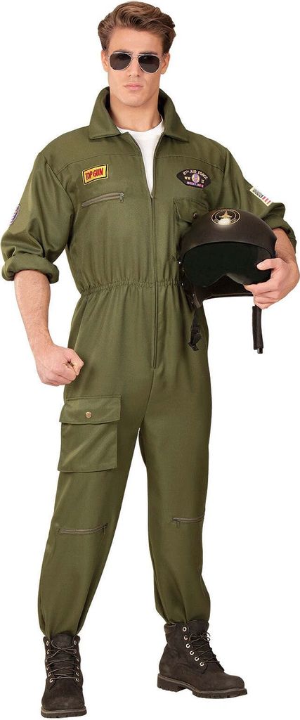 Kampfjet Pilot Kostüm - Piloten Verkleidung für Herren- Gr. S - XXL M - 50/52