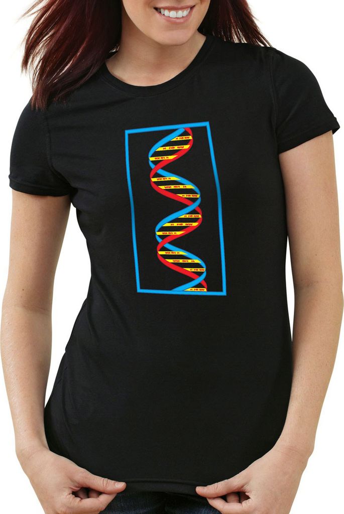 style3 Sheldon Super DNA Damen T-Shirt, Farbe:Schwarz, Größe:2XL
