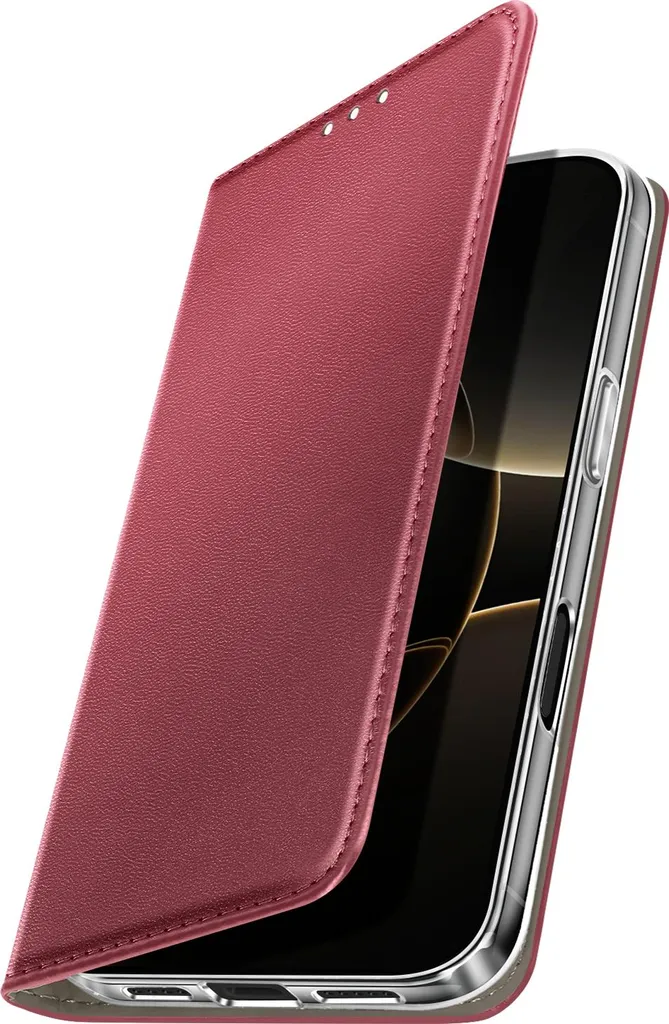Avizar, custodia a portafoglio per iPhone 17 Pro con funzione di portacarte e supporto video, rosso vino