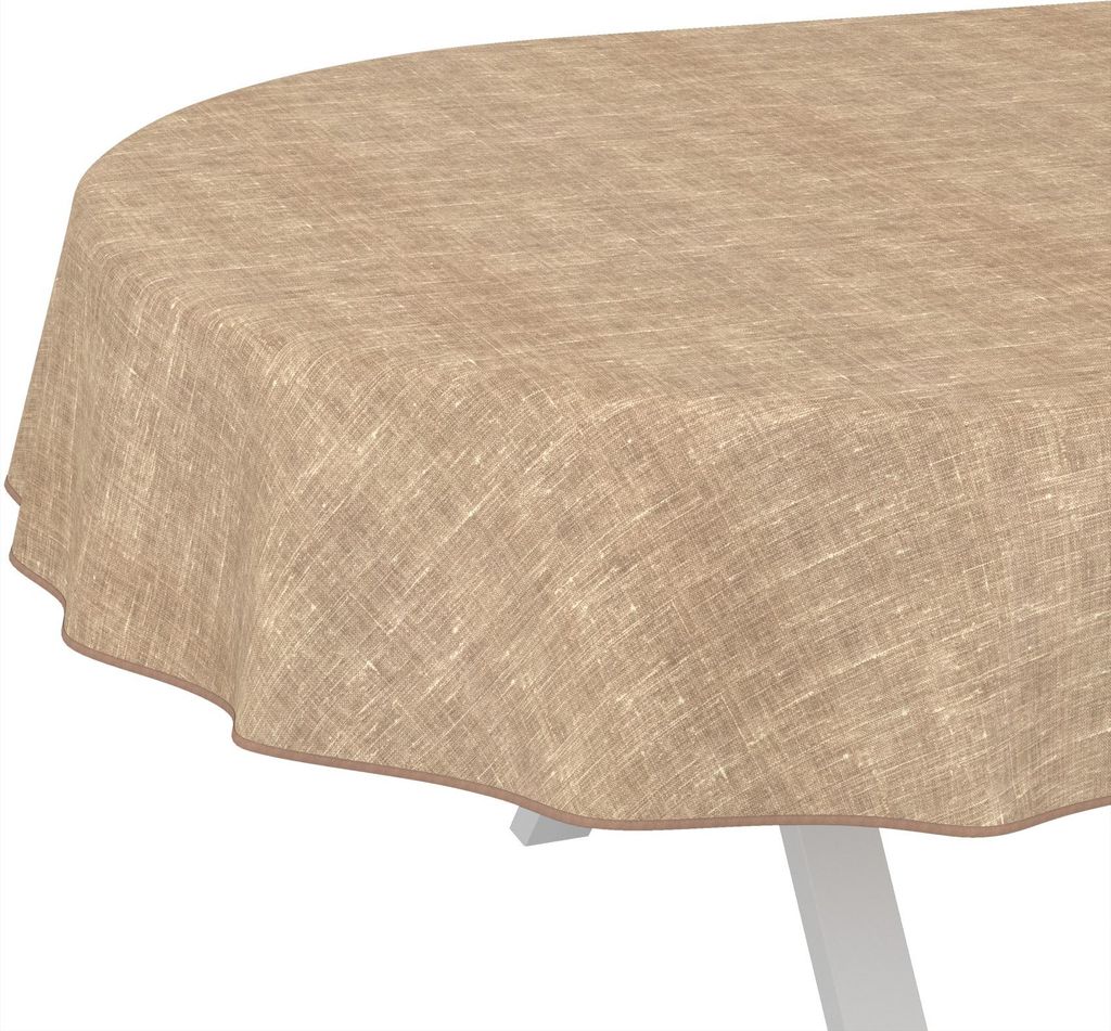Tischdecke Melliert Sandbraun Oval 220x140cm Band
