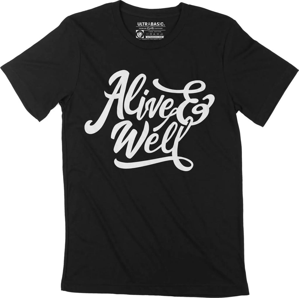 Herren Grafik T-Shirt Lebendig gut Lebenszufriedenheit – Alive Well Life Satisfaction – Öko-Verantwortlich Vintage Jahrgang Kurzarm Lustige Druck