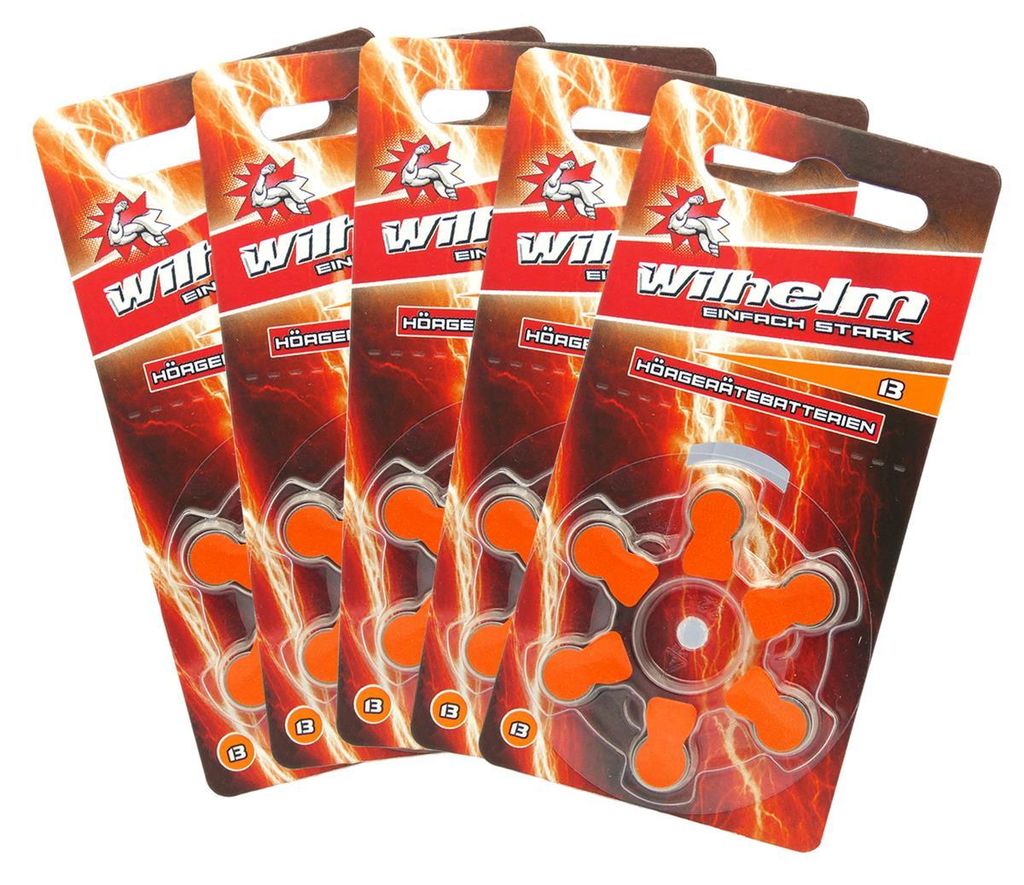 30 x WILHELM Hörgerätebatterien Typ 13 orange Produktbild 
