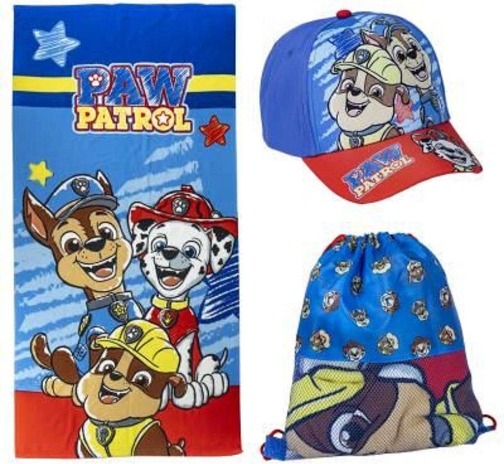 Cerdá: Paw Patrol Handtuch-Set, Strandtuch, Mütze, Beutel: verpackt 27x23x7cm