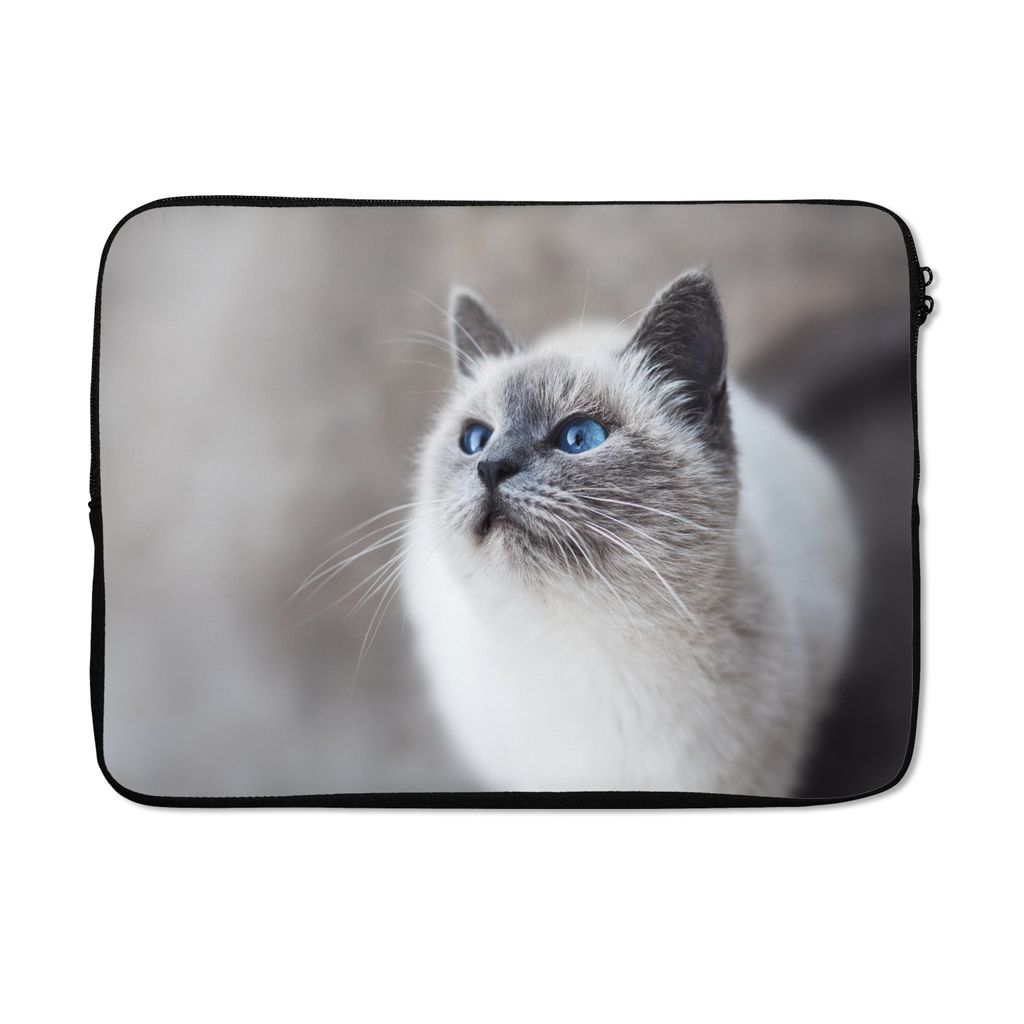 MuchoWow Laptop Hülle 14 ZollKatzen - Haustiere - Augen - Blau Laptoptasche - Laptoptasche - Stoßsicher - Schutzhaube