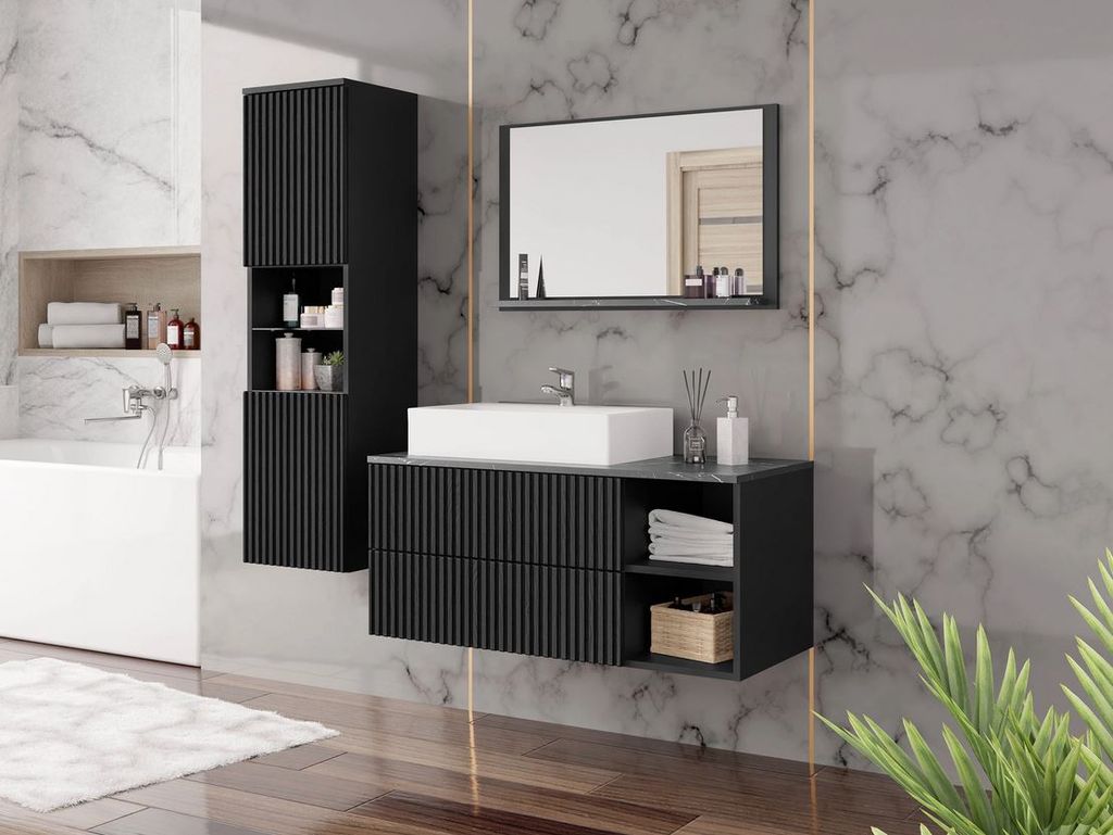 Set da bagno SEGUNDO 5 - marmo nero / nero opaco / nero + Immagine del prodotto 
