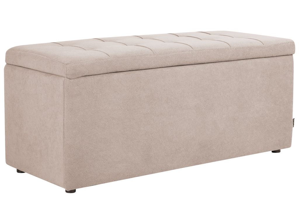 BELIANI Sitzbank mit Stauraum Beige aus Stoff 100 x 40 cm Rechteckig Gepolstert Hocker Ottomane Aufbewahrung für Schlafzimmer Wohnzimmer Flur