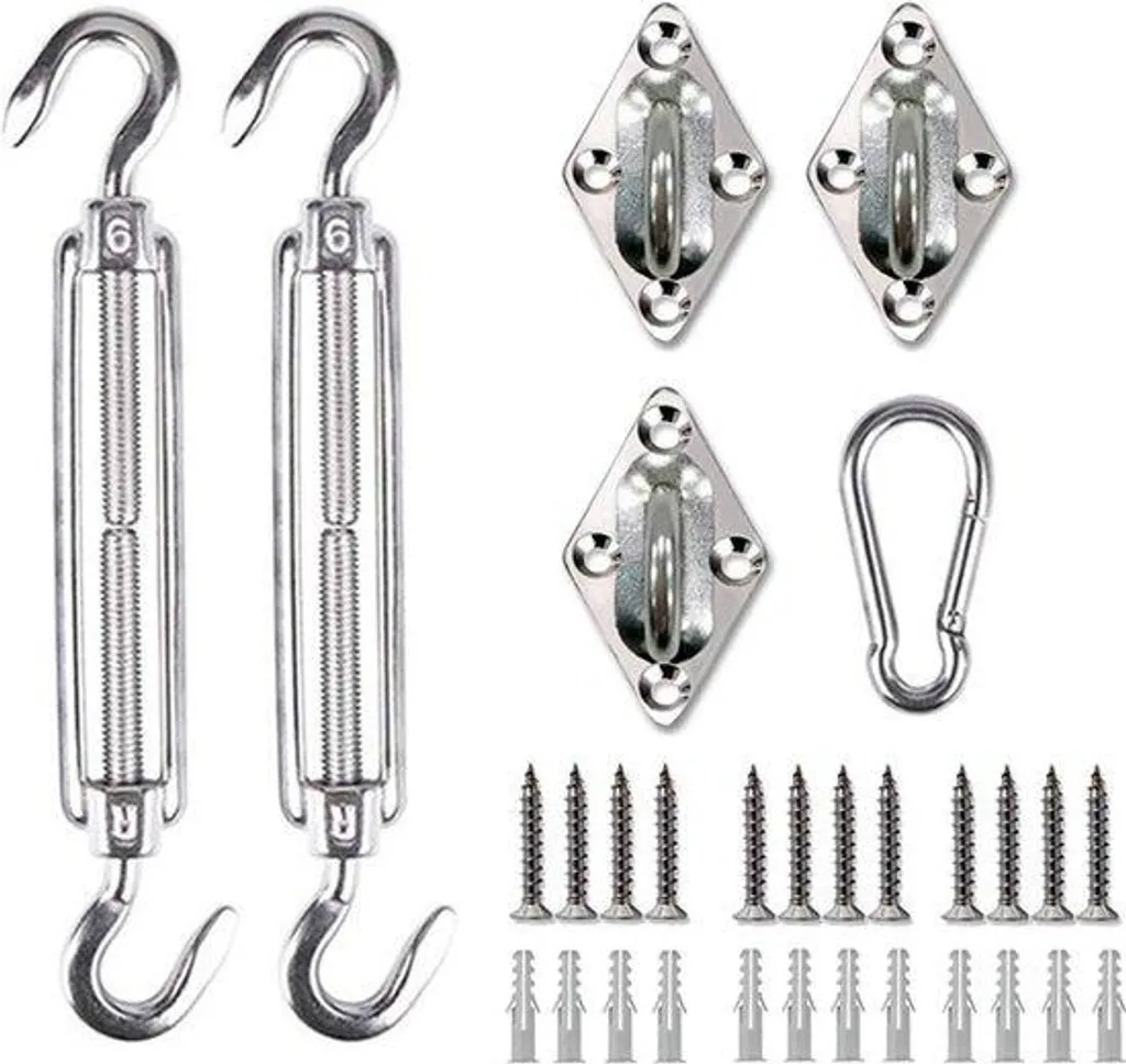 Kit de fixation complet pour stores extérieurs en acier inoxydable brossé