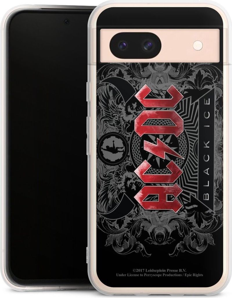 DeinDesign Handyhülle für Google Pixel 8a Silikon Hülle Case Smartphone Schutzhülle ACDC Black Ice Fanartikel