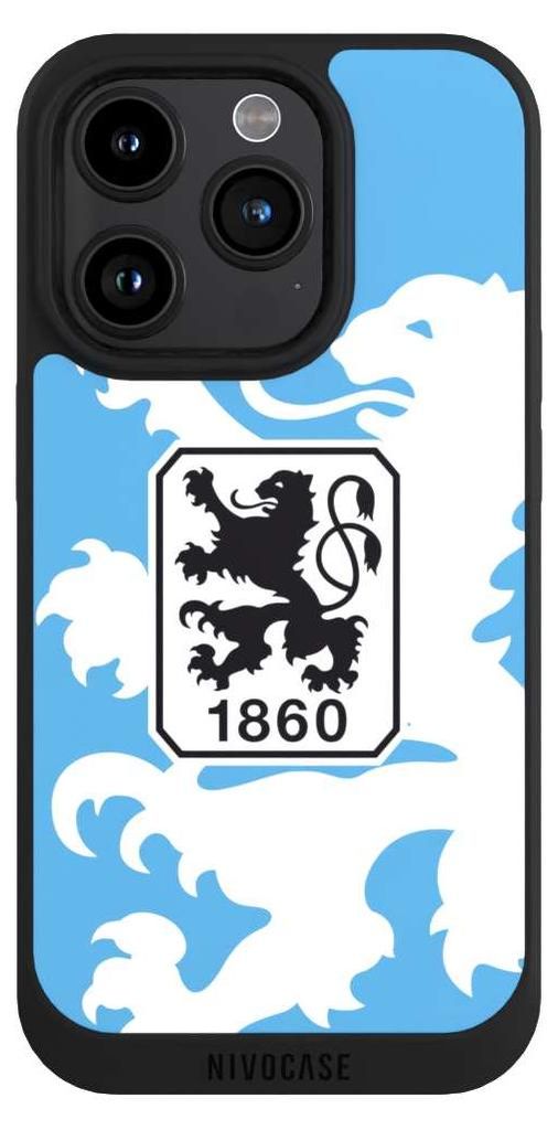 NIVOCASE Handyhülle für Apple iPhone 15 Pro Hülle NIVOpure Case Schwarz Offizielles Lizenzprodukt TSV 1860 München Wappen