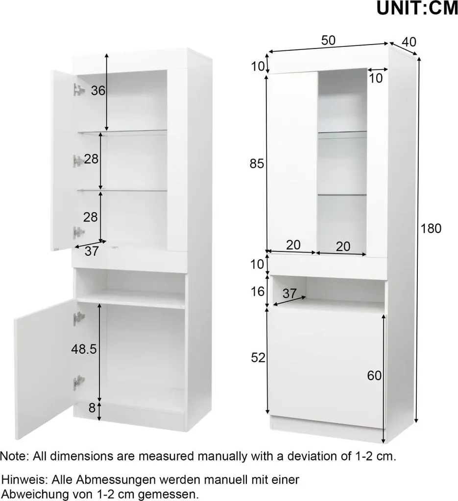 Vitrine LED noire avec 2 portes vitrées - Meuble de salon noir 160cm - 2