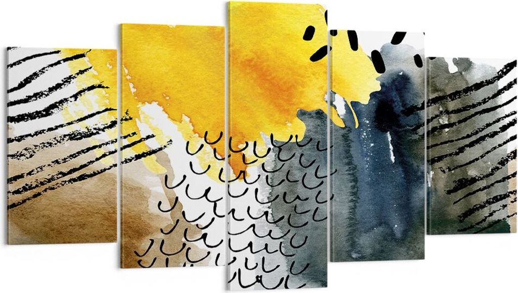 Bild auf Leinwand - Leinwandbild - 5 Teile - Abstraktion Muster Flecken - 160x85cm - Wand Bild - Wanddeko - Wandbilder - Leinwanddruck - Bilder - W...