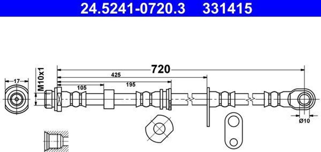 ATE 24.5241-0720.3 Bremsschlauch OE MN102534 kompatibel mit L200
