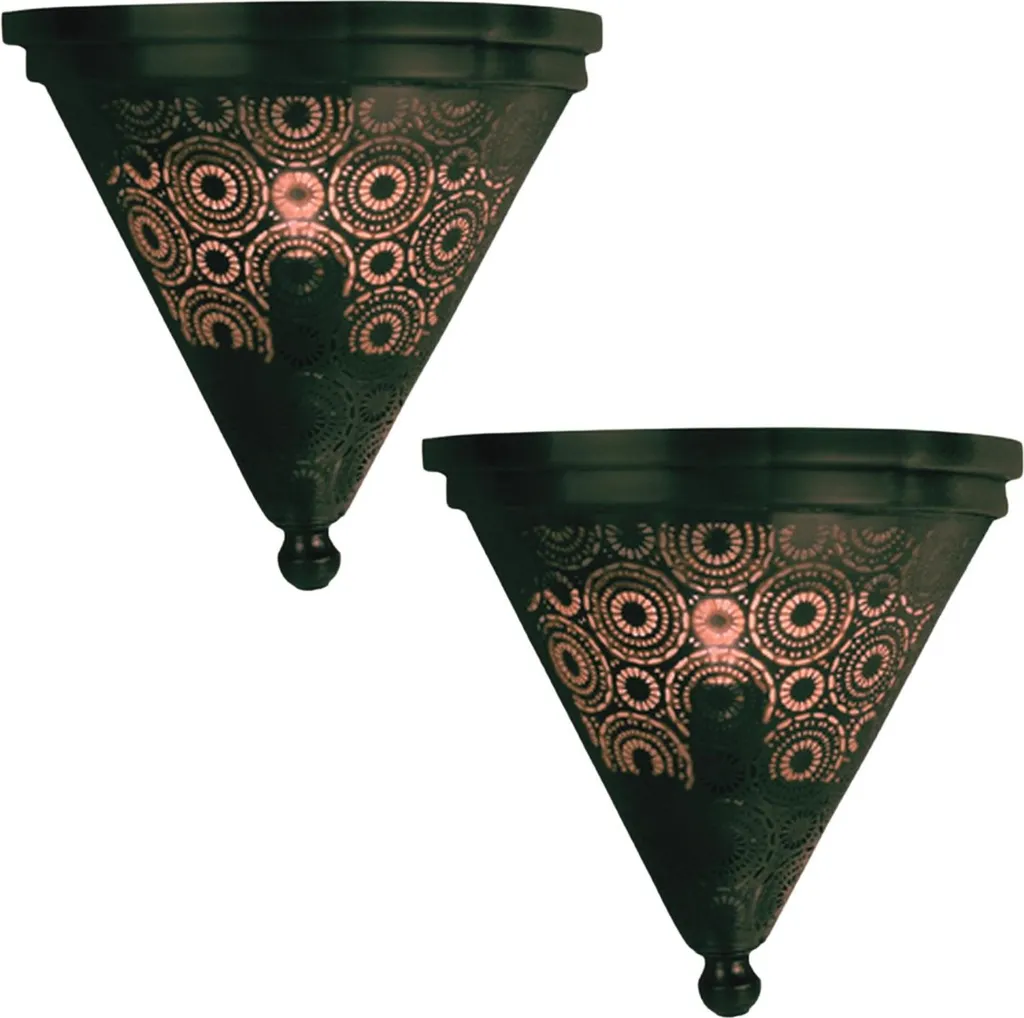 Lampade da Muro Marocchine Firas Nere 31 cm - Set 2 Pezzi Artigianali