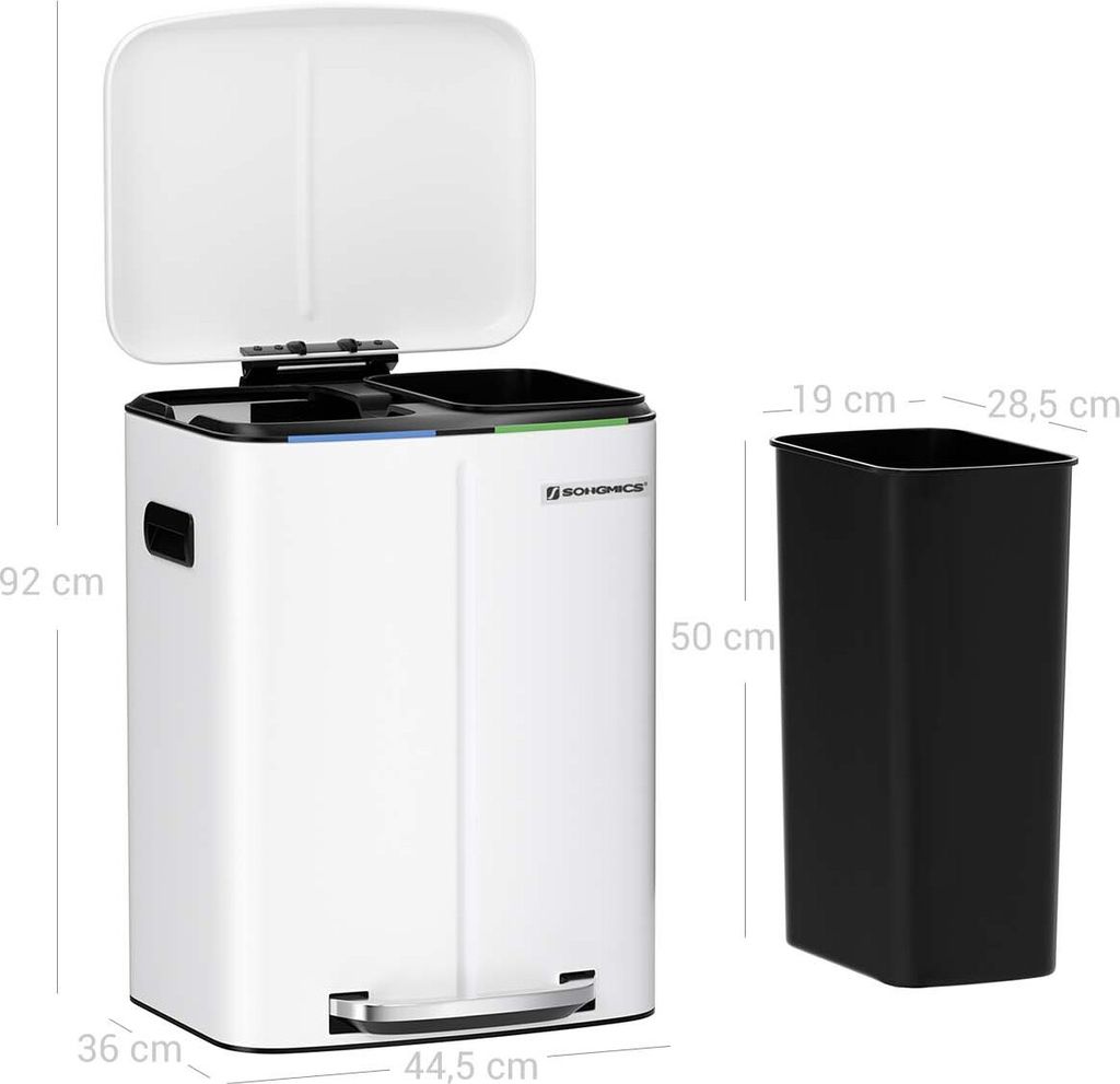SONGMICS Kuchyňský odpadkový koš, pedálový koš, 2 x 20 l, Obrázek produktu 16