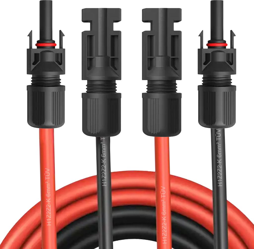 Solar Verlängerungskabel Kabel für Solarmodule Solarkabel Stecker 1500V 4mm² 6mm²Kabelquerschnitt:6mm²;Länge:2x 7m incl. Stecker