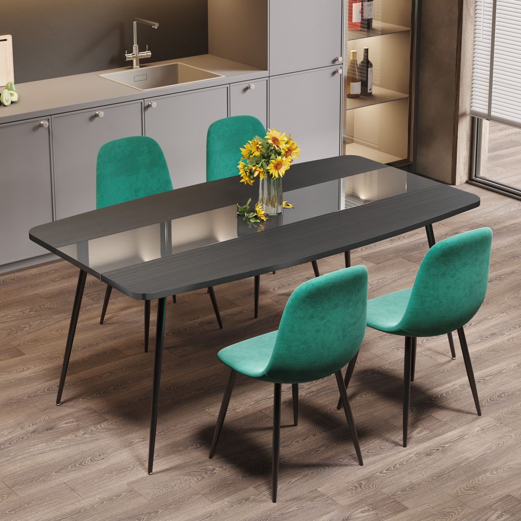 Mondeer 4er Set Esszimmerstühle Samt Polsterstuhl mit Produktbild 4