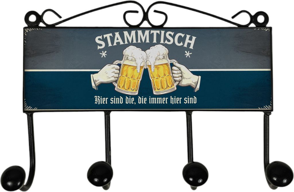 Stammtisch Kleiderhaken Leiste mit 4 Haken im Vintage Style