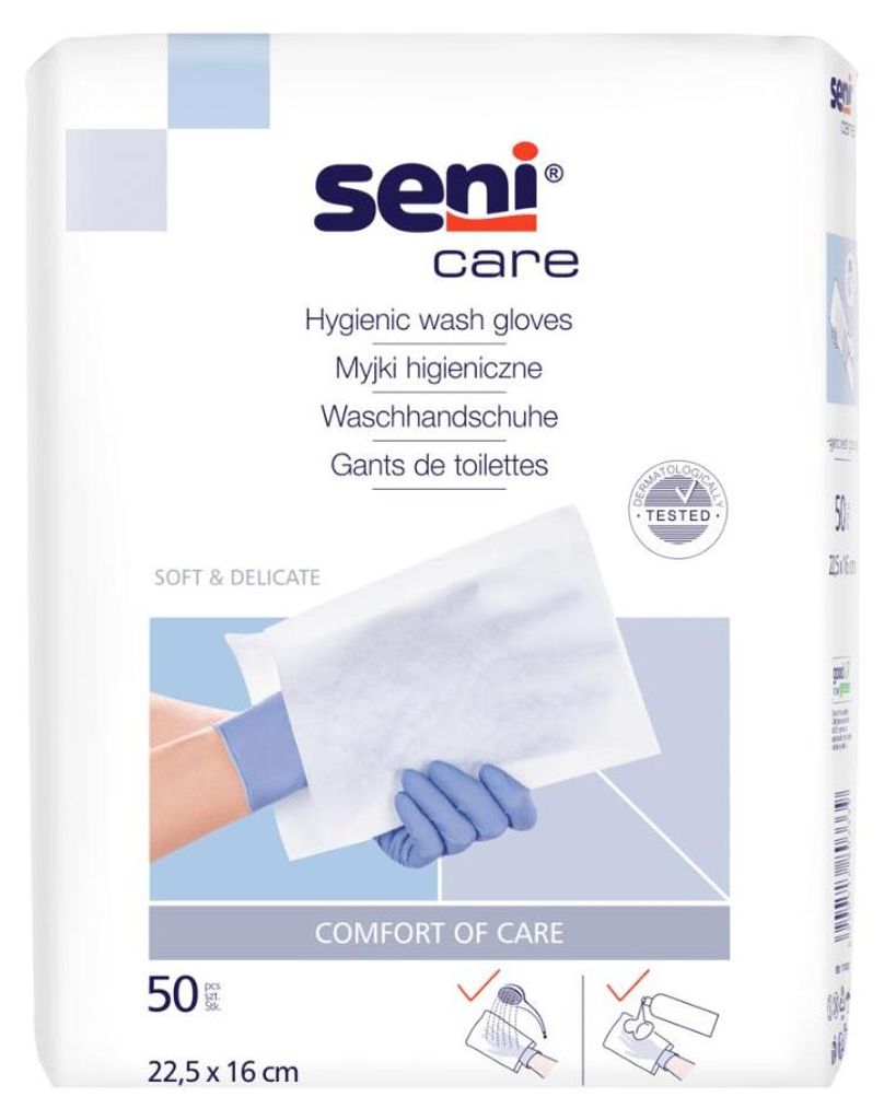 Seni Care Waschhandschuhe unfoliert 12x50 Stück Produktbild 