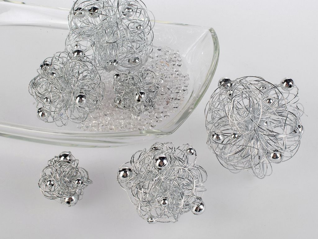 Formano 3er Set Dekokugeln in silber 5/7/9 cm Draht-Kugeln Produktbild 