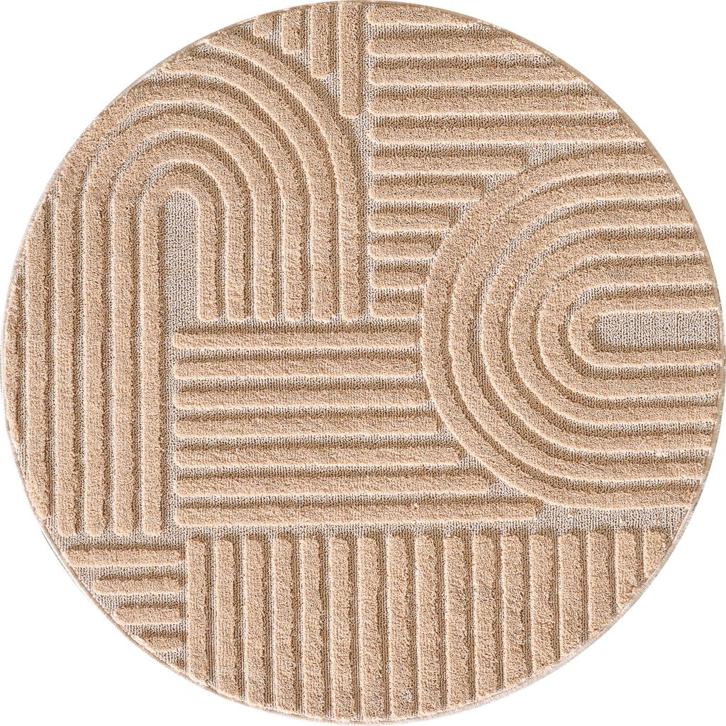 Teppium Hochflor Teppich Wohnzimmer Skandinavische Boho Design 3D Optik Teppich Shaggy Flauschig Weich, Grösse: 160 cm Rund