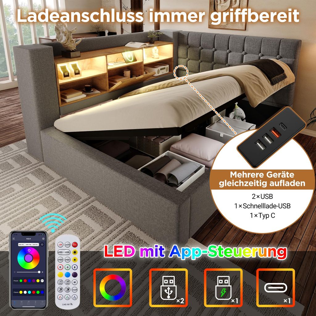 okwish L-förmiges Schlafsofa 90x200 Einzelbett mit Produktbild 