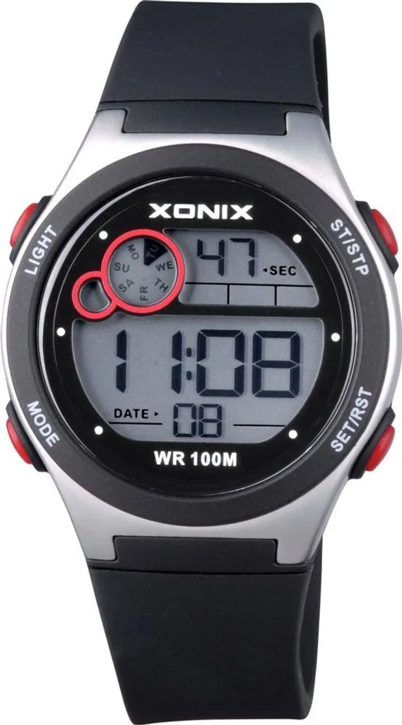 Montre Homme Xonix BBC-007 - Bracelet en Résine Noire et Mouvement Quartz