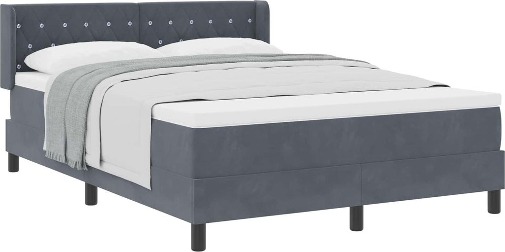 vidaXL Boxspringbett mit Kopfteil Dunkelgrau 190 x 140 cm Samt