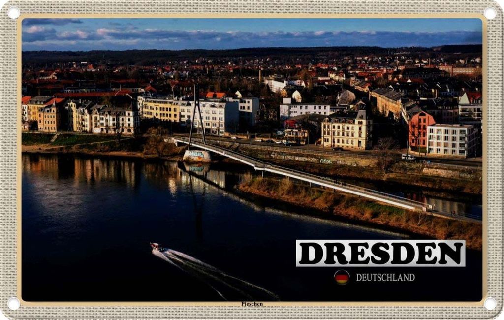 vianmo Blechschild 12x18 cm Dresden Pieschen Bildmotiv Reisemotiv Abenteuer Reisen
