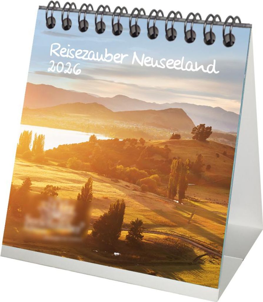 Reisezauber Neuseeland Tischkalender 10cm x 10cm für 2026 Urlaub Wellington Auckland Kiwi - Seelenzauber
