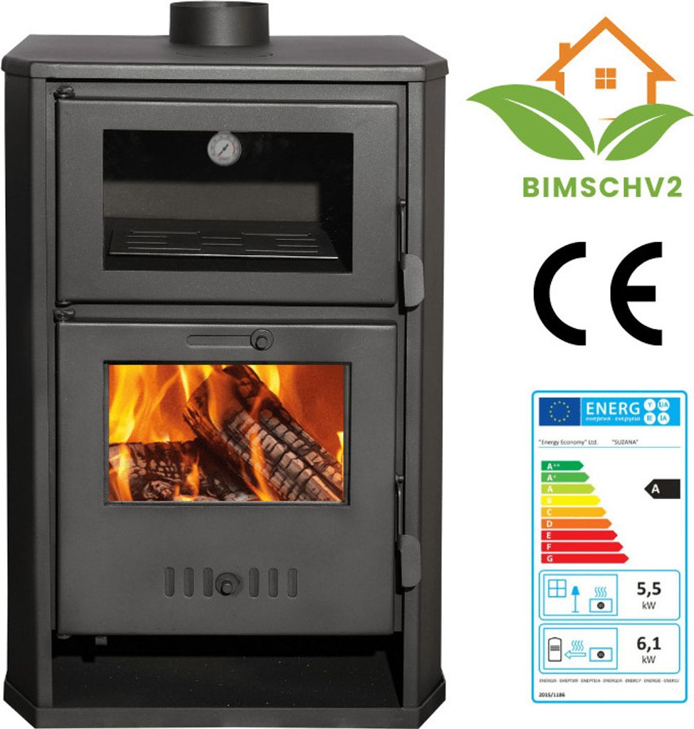 Kaminofen, Holzofen Wasserführend mit Backfach Balkan Produktbild 9