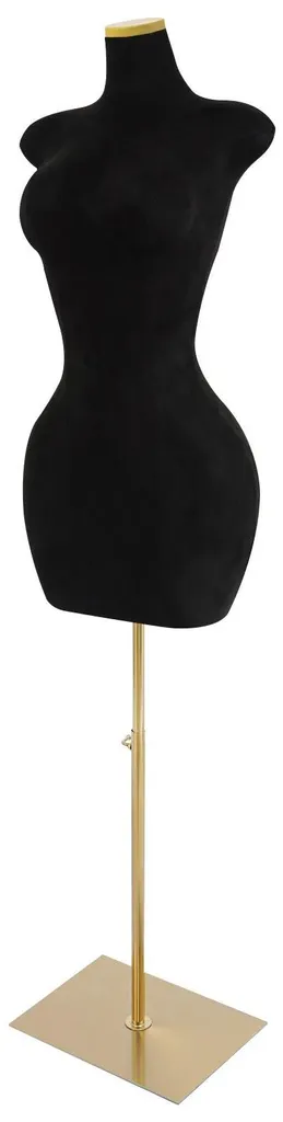 Mannequin vitrine femme noir avec buste de couture réglable 150-210cm