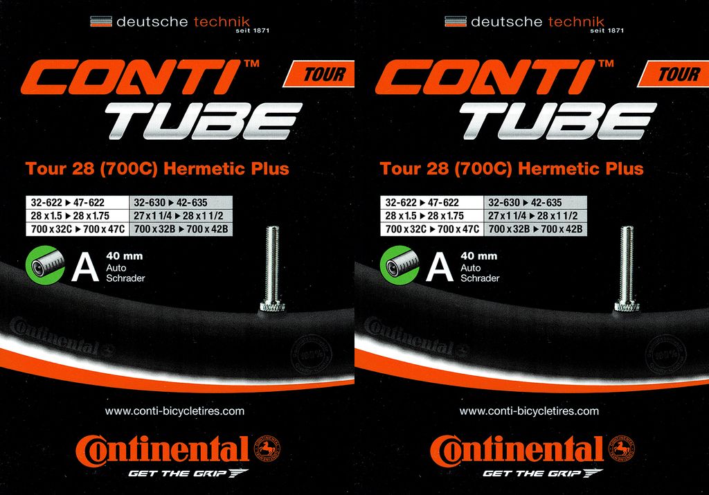 2x Continental Tour 28 Hermetic Plus Schlauch 28 Zoll AV Produktbild 
