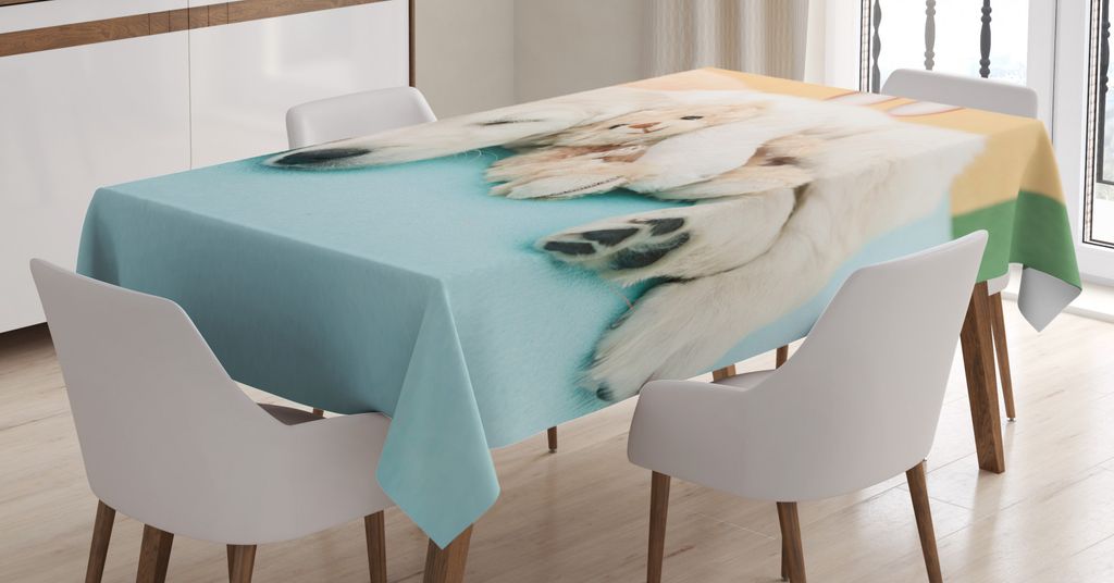 ABAKUHAUS Labor Tischdecke, Nettes Schlafen Baby-Hund auf dem Bett, Druck mit Klaren Farben ohne Verblassen Waschbar für innen oder Außen Bereich...